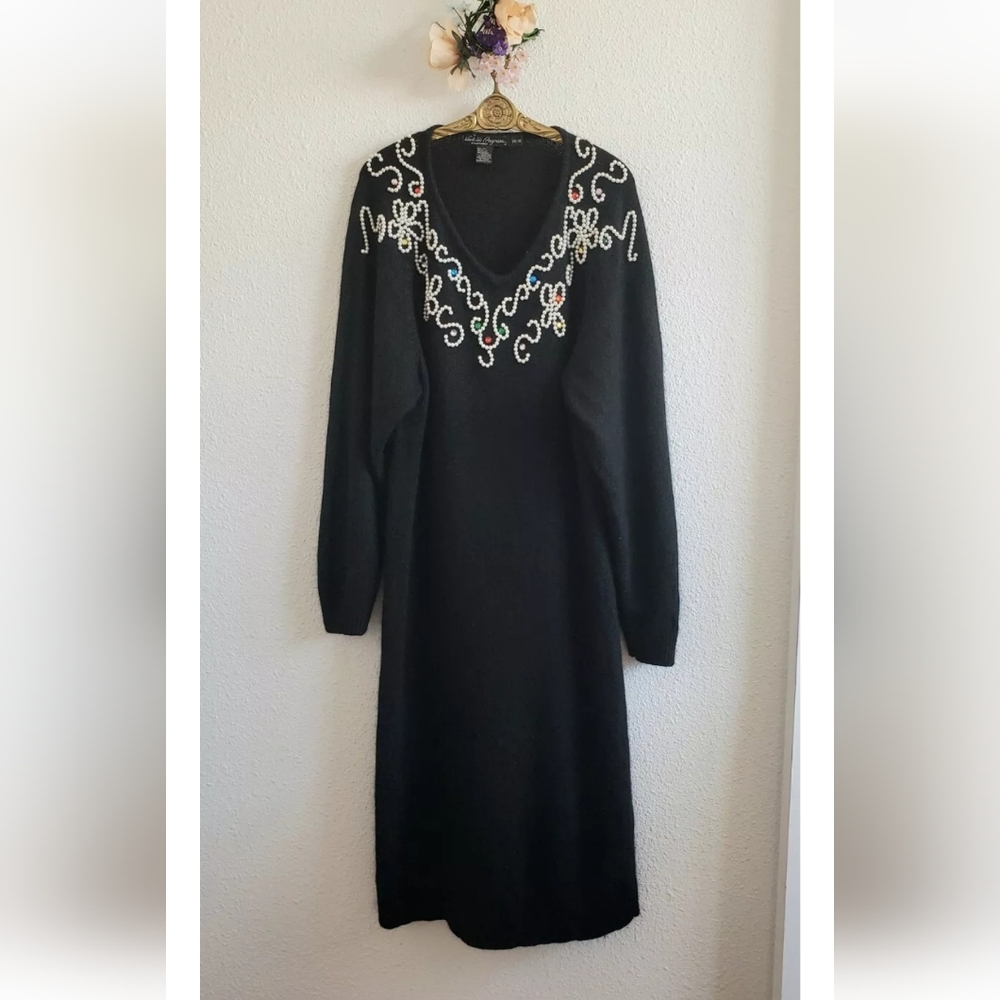 #Vintage 1990 s Working progress by Gladys Bagley knitted long embellishe…